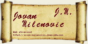 Jovan Milenović vizit kartica
